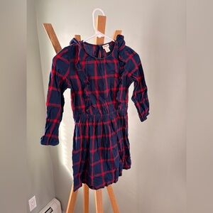 Crewcuts Navy and Red Checkered Ruffle Dress size 8